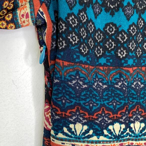 Abercrombi Multi-Color Boho Long Sleeve Dress Women XS Artsy Retro 70s Inspired - Picture 8 of 9
